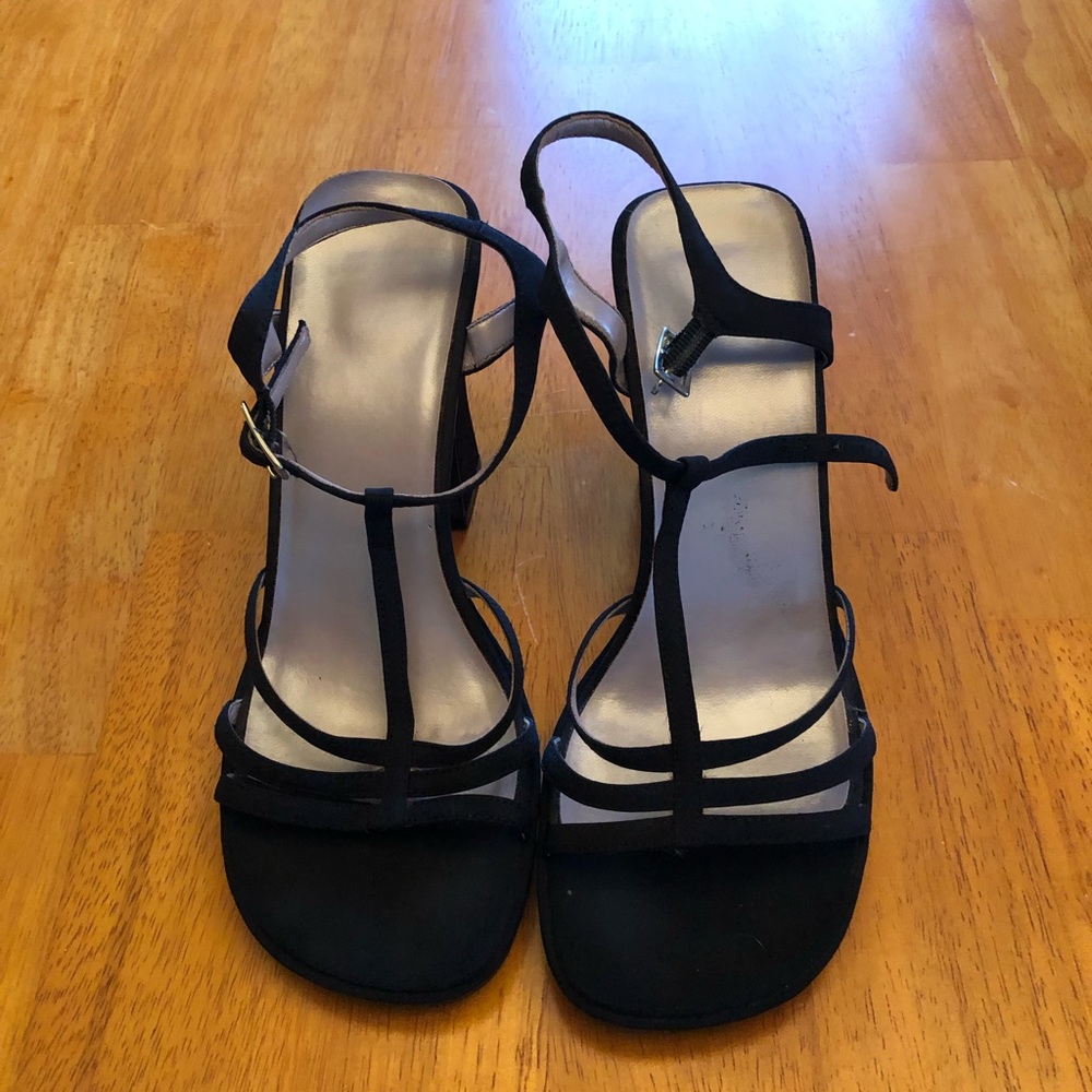 Black strappy heels